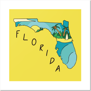 Florida USA state map Posters and Art